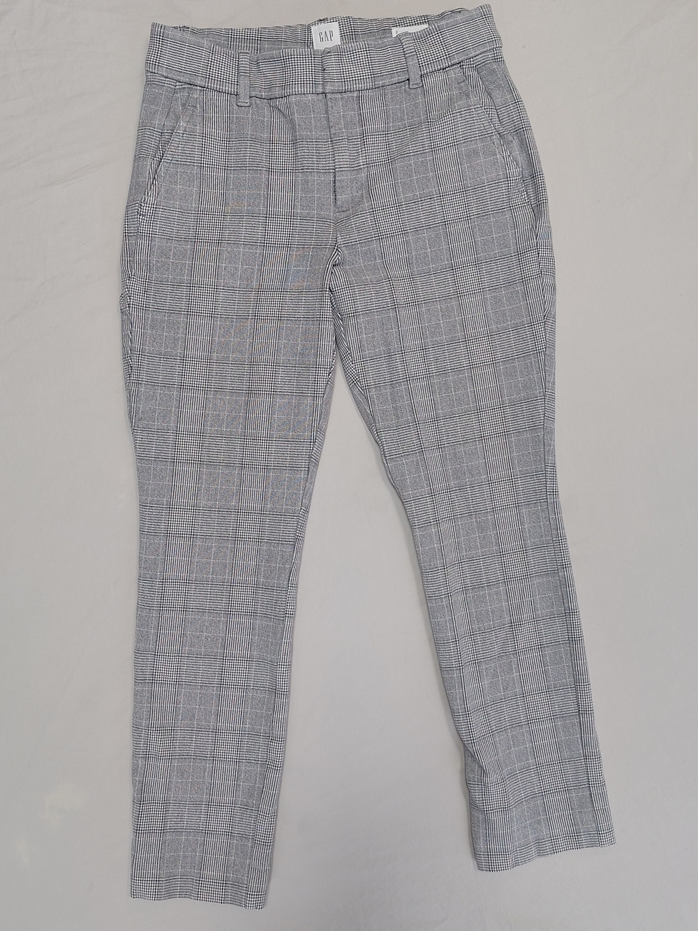 Gap Signature Skinny Ankle Pants Black White Plaid Check Mid Rise Women's Size 2